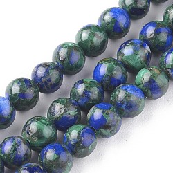 Brins de perles synthétiques assemblées en lapis-lazuli et malachite, teinte, ronde, 6.5mm, Trou: 0.8mm, Environ 68 pcs/chapelet, 15.98 pouce (40.6 cm)