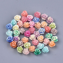 Perles de corail synthétiques, teinte, fleur, couleur mixte, 10x10.5x8mm, Trou: 1mm