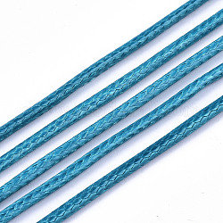 Cordons de polyester ciré, pour la fabrication de bijoux, bleu profond du ciel, 1.5mm, environ 10 m / bibone 
