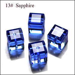 Abalorios de cristal austriaco de imitación, aaa grado, facetados, cubo, azul, 4x4x4 mm (tamaño dentro del rango de error de 0.5~1 mm), agujero: 0.7~0.9 mm