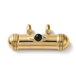 Synthetische türkisfarbene 1-Perlen-Anhänger im Boho-Stil, Säulen-Charms mit vergoldeten 304-Edelstahl-zubehör, Schwarz, 15x33.5x10 mm, Bohrung: 3.8 mm
