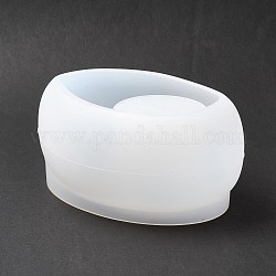 楕円形のポッティングディスプレイホルダーシリコンモールド  UVレジン用  エポキシ樹脂工芸品作り  ホワイト  144x112x67mm  内径：108x74mm