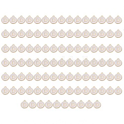 Charms aus vergoldeter Emaille-Legierung, emaillierte Pailletten, Flachrund, weiß, letter.d, 14x12x2 mm, Bohrung: 1.5 mm, 100 Stück / Karton