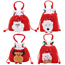 Benecreat 4 стиль 3d рождественские сумки на шнурке, пакеты для упаковки подарков красные пакеты для угощений на дни рождения, украшение подарка, искусства и ремесла, 1шт / стиль