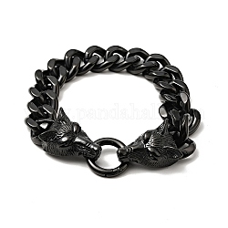 304 браслет-цепочка из нержавеющей стали с волчьей застежкой для мужчин и женщин, чёрные, 9-1/8 дюйм (23 см)