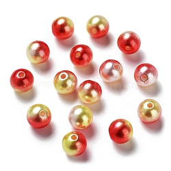 Cuentas de perlas de imitación de plástico ABS del arco iris, gradiente de perlas de sirena, redondo, rojo, 11.5~12x11~11.5mm, agujero: 2 mm, aproximamente 560 unidades / 500 g