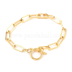 Placage sous vide unisexe 304 bracelets en chaîne trombone en acier inoxydable, avec fermoirs toggle, or, 8-1/8 pouce (20.5 cm)