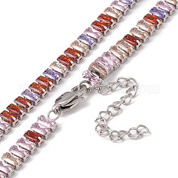 Colliers de tennis en zircone cubique, placage sous vide 304 bijoux en acier inoxydable pour femmes, couleur inoxydable, colorées, 16.54 pouce (42 cm)