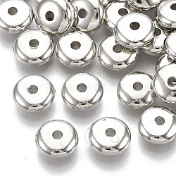 Placage de perles d'espacement en plastique ABS, plat rond, platinée, 8x3.5mm, Trou: 1.8mm