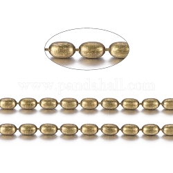 Brass Ball Chains, Oval Beads Chains, Long-Lasting Plated, Soldered, with Spool, Cadmium Free & Nickel Free & Lead Free, Antique Bronze, 4.6x3mm, about 16.4 Feet(5m)/roll