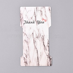 Cartón tarjetas de presentación pinza de pelo, patrón de textura de mármol, palabra gracias, Rectángulo, blanco, 115x60x0.3mm, agujero: 22x8.5 mm