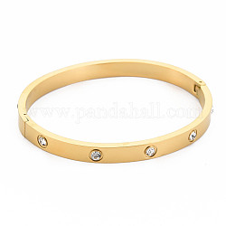 Braccialetto di strass di cristallo, braccialetto incernierato in acciaio inossidabile per le donne, oro, diametro interno: 1-7/8x2-3/8 pollice (4.9x5.9 cm)