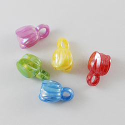 Opaque Acrylic Charms, AB Color, Flower, Mixed Color, 15x9x9mm, Hole: 3mmabout 1020pcs/500g