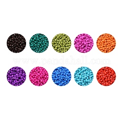 6/0 perle da forno in vetro per vernice, tondo, colore misto, 6/0, 4~5x3~4mm, Foro: 1~2 mm, 10 colori, su 900pcs / colore, 9000 pc / set
