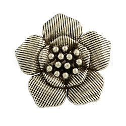 Тибетский сплав стиля 3 D цветок кулон сеттинги эмали, без кадмия, без никеля и без свинца, античное серебро, 38x39.5x1 мм, отверстие : 3.5 мм