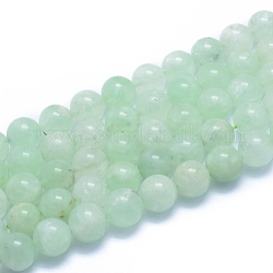 Natur Prehnit Perlen Stränge, Runde, 10~10.5 mm, Bohrung: 0.8 mm, ca. 40 Stk. / Strang, 15.35 Zoll (39 cm)