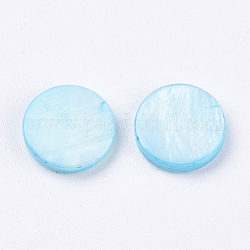 Оболочки кабошонов, окрашенные, плоско-круглые, голубой, 10x2 мм