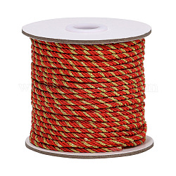 Cordones de poliéster, cuerdas de milán / cuerdas retorcidas, 3 capa, rojo, 3 mm, aproximamente 35 m / rollo