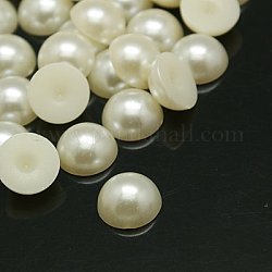 Cabuchones acrílicos perla imedioo medio redondos / abovedadas, blanco cremoso, 3mm