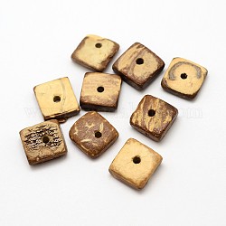 Perline di cocco quadrati, Burlywood, 10x10x3~4mm, Foro: 1 mm