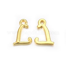 Golden Plated Alloy Letter Pendants, Rack Plating, Cadmium Free & Lead Free, Letter.L, 13x8x2mm, Hole: 1.5mm