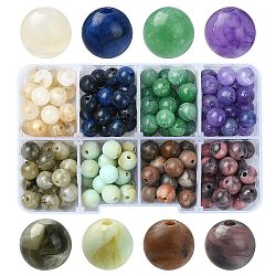 160pcs 8 estilos de cuentas de acrílico, de piedras preciosas de imitación, redondo, color mezclado, 8mm, agujero: 1.8 mm, 20 piezas / style