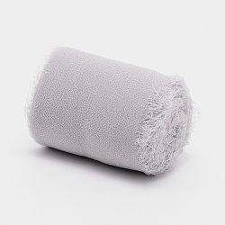 Polyesterband, Fransen-Chiffon-Seidenband, für Hochzeitseinladungen, Blumensträuße, Geschenkpapier, Silber, 2 Zoll (50 mm), ca. 5 m / Rolle