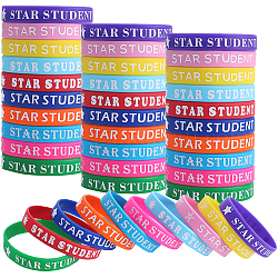 Gorgecraft 40 шт. 10 цвета слово звезда студент силиконовый шнур браслеты набор браслет, разноцветные, внутренний диаметр: 2-1/2 дюйм (6.3 см), 4 шт / цвет
