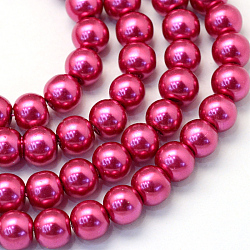 Abalorios de abalorios redondas de abalorios de vidrio perlado pintado para hornear, rojo violeta medio, 4~5mm, agujero: 1 mm, aproximamente 210 pcs / cadena, 31.4 pulgada