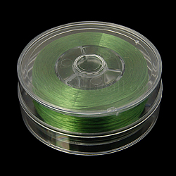Cuerda de cristal elástica plana, Hilo de cuentas elástico, para hacer la pulsera elástica, verde lima, 0.8mm