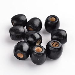Perles en bois naturel teintes, tambour, sans plomb, noir, 16x17mm, Trou: 6~7mm, environ 700 pcs/1000 g