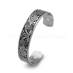 304 bracelet manchette magnétique en acier inoxydable, bracelet ouvert noeud trinité en émail, couleur inoxydable, diamètre intérieur: 2x2-1/2 pouce (5.2x6.25 cm)