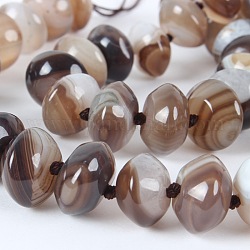Brins de perles rondelles en agate naturelle teintée brillante, brun rosé, 14x8mm, Trou: 1mm, Environ 40 pcs/chapelet, 16.15 pouce