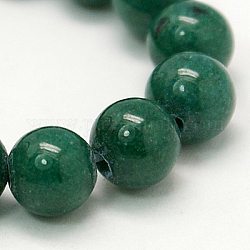 Natural Mashan Jade Round Beads Strands, Dyed, Green, 10mm, Hole: 1mm, about 41pcs/strand, 15.7 inch