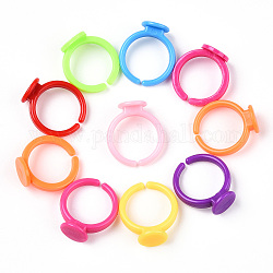 Cuff Colorful Acrylic Ring Components, for Kids, Mixed Color, 14mm, Tray: 9mm