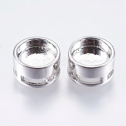 Supports de cabochon de perle en laiton, plat rond, Breloques coulissants, platine, plateau: 8 mm, 10x6 mm, Trou: 1mm