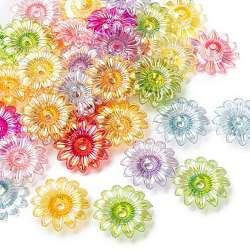 Прозрачные акриловые бусины, AB цвет, цветок, разноцветные, 34x34x9 мм, отверстие : 4 мм, Около 260 шт / 500 г