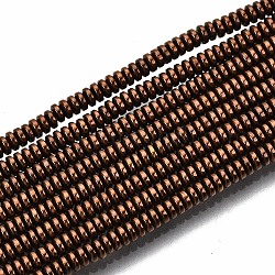 Chapelets de perles en hématite synthétique sans magnétiques, Plat rond / disque, cuivre plaqué, 2x1mm, Trou: 0.8mm, Environ 450~456 pcs/chapelet, 15.75 pouce ~ 15.94 pouces (40 cm ~ 40.5 cm)