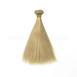 Kunststoff lange gerade Frisur Puppe Perücke Haare, für diy mädchen bjd macht zubehör, blass Goldrute, 5.91 Zoll (15 cm)
