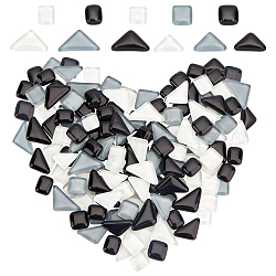 Прозрачные стеклянные кабошоны gorgecraft, мозаичные плитки, для украшения дома или поделок, квадрат и треугольник, чёрные, треугольник: 11.5x20x4 мм квадрат: 10x10x5 мм, 13.5x13.5x5 мм, 120 шт / пакет