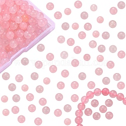 Kits de fabricación de pulseras de joyería de diy, 3 hebra de 8 mm de cuentas redondas de jade blanco natural teñidas e hilo elástico plano, rosa, 8mm, agujero: 1 mm, aproximamente 49 pcs / cadena, 15.16'' (38.5 cm), 3strands / set