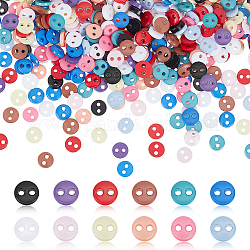 600 Stück kleiner Nylonknopf in 12 Farben, Mikrotasten, Annähen von Knöpfen, 2-Loch, Mischfarbe, 4.5x1.5 mm, Bohrung: 0.8 mm, 50 Stk. je Farbe