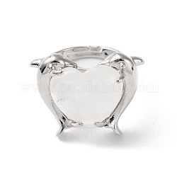 Регулируемые кольца с кристаллами синтетического кварца в виде дельфина и сердца, долговечный, внутренний диаметр: 18 мм