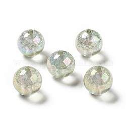 Placage uv perles acryliques irisées arc-en-ciel transparentes, perles de paillettes, ronde, vert de mer foncé, 15.5~16x15.5mm, Trou: 2.6~2.7mm
