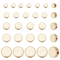 Benecreat 50 pièces 5 styles support placage laiton perles d'espacement, plat rond, véritable 14k plaqué or, 3~8x2.5~3mm, Trou: 1.2~1.4mm, 10 pièces / style