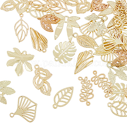 HOBBIESAY 48Pcs 12 Style Alloy Leaf Charms Pendants Mixed Leaf Pendant Hollow Charm Brass Metal Charm Spring and Autumn Leaf Pendant DIY Bracelet Earrings Necklace Jewelry