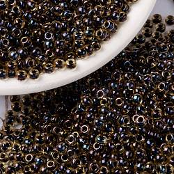 Miyuki runde Rocailles Perlen, japanische Saatperlen, 8/0, (rr380) gefütterter stahlblauer Glanz, 3 mm, Bohrung: 1.1 mm, ca. 19000~20500 Stk. / Pfund