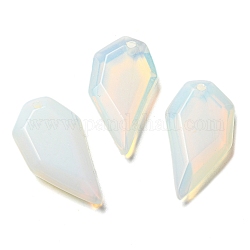 Opalite Pendants, Faceted Half Heart Charms, 27x14x5.5mm, Hole: 1.5mm