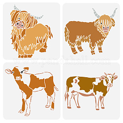 Fingerinspire 4 pcs pochoir d'animaux de ferme pour la peinture 11.8x11.8 pouces réutilisable highland vache dessin pochoir bricolage artisanat vaches pochoir pour peinture sur mur, bois, meubles, tissu et papier