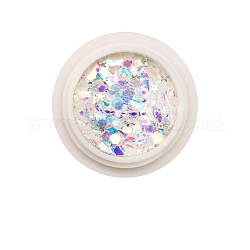 Accesorios de decoración de uñas con láser brillante, Con polvo de brillo y lentejuelas, diy sparkly paillette consejos uñas, color mezclado, 0.1~3.5x0.1~3.5mm, 0.7 g / caja